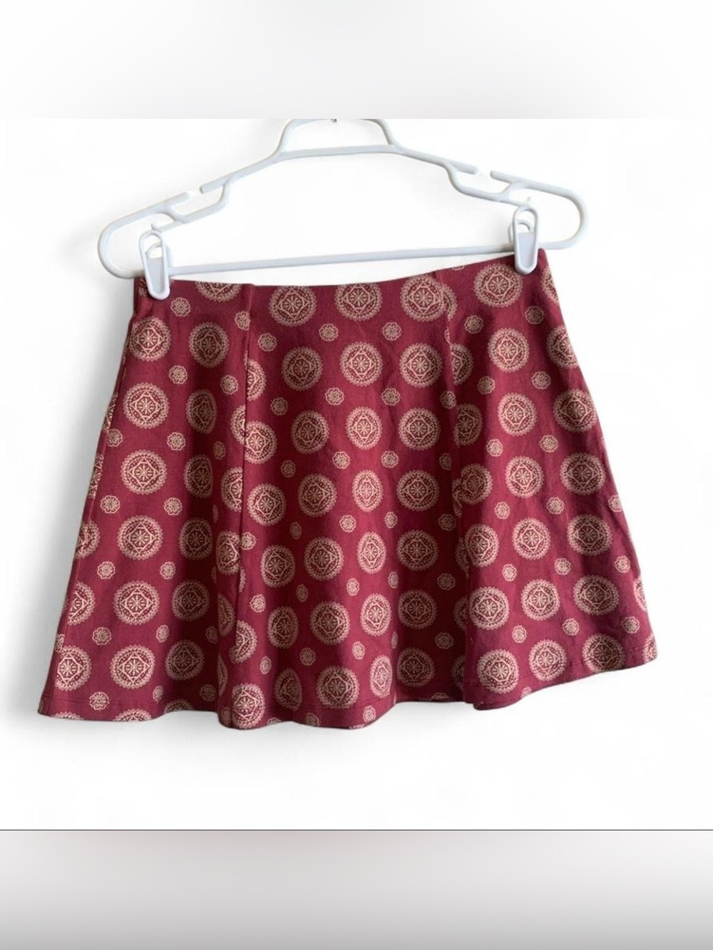 Forever 21 Burgundy Boho Skater Skirt Size Large
